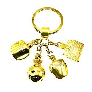 Vintage Dior 24K Gold-Plated Perfume Bottle Key Ring Bag Charm